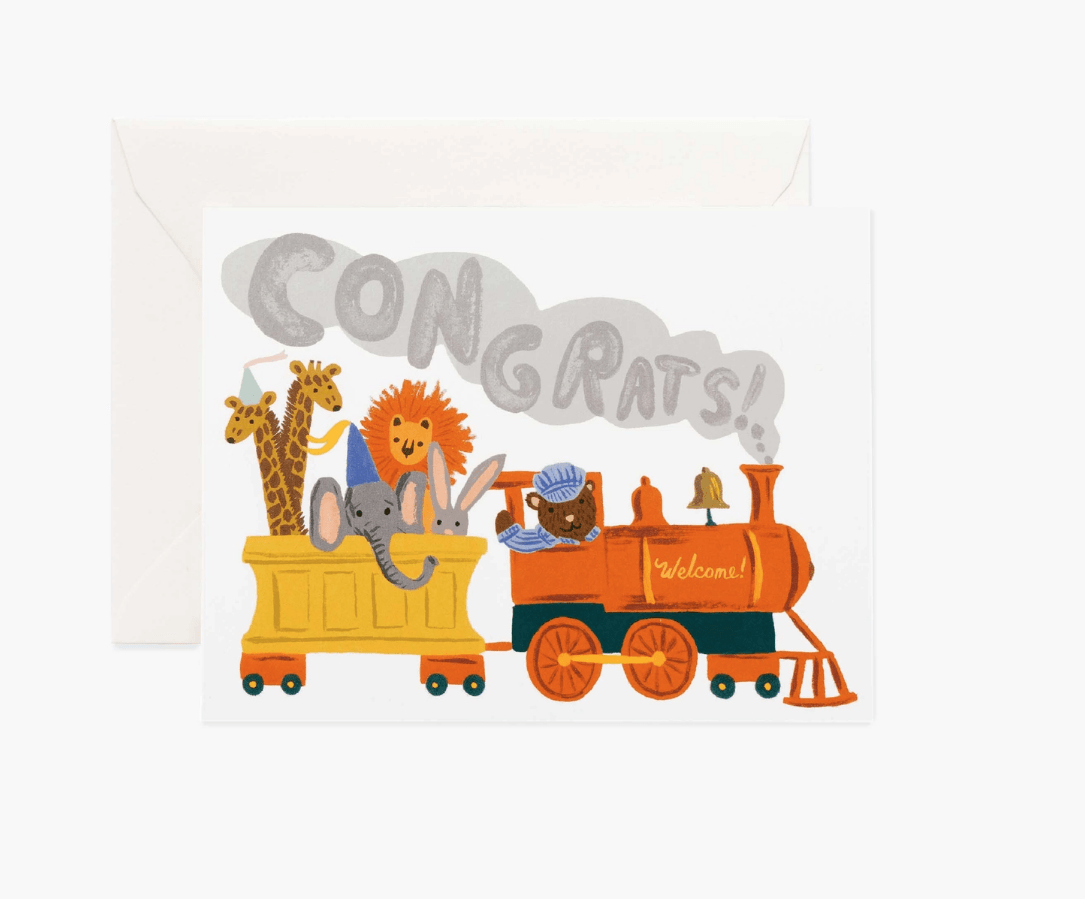 Rifle Paper Co - Single Card - Little Engine Congrats - Handworks Nouveau Paperie