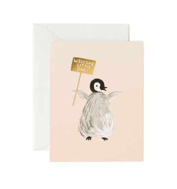 Rifle Paper Co - Single Card - Welcome Penguin - Handworks Nouveau Paperie