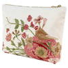 M/Size Velvet Embroid Zip Pouch-Goldfinch