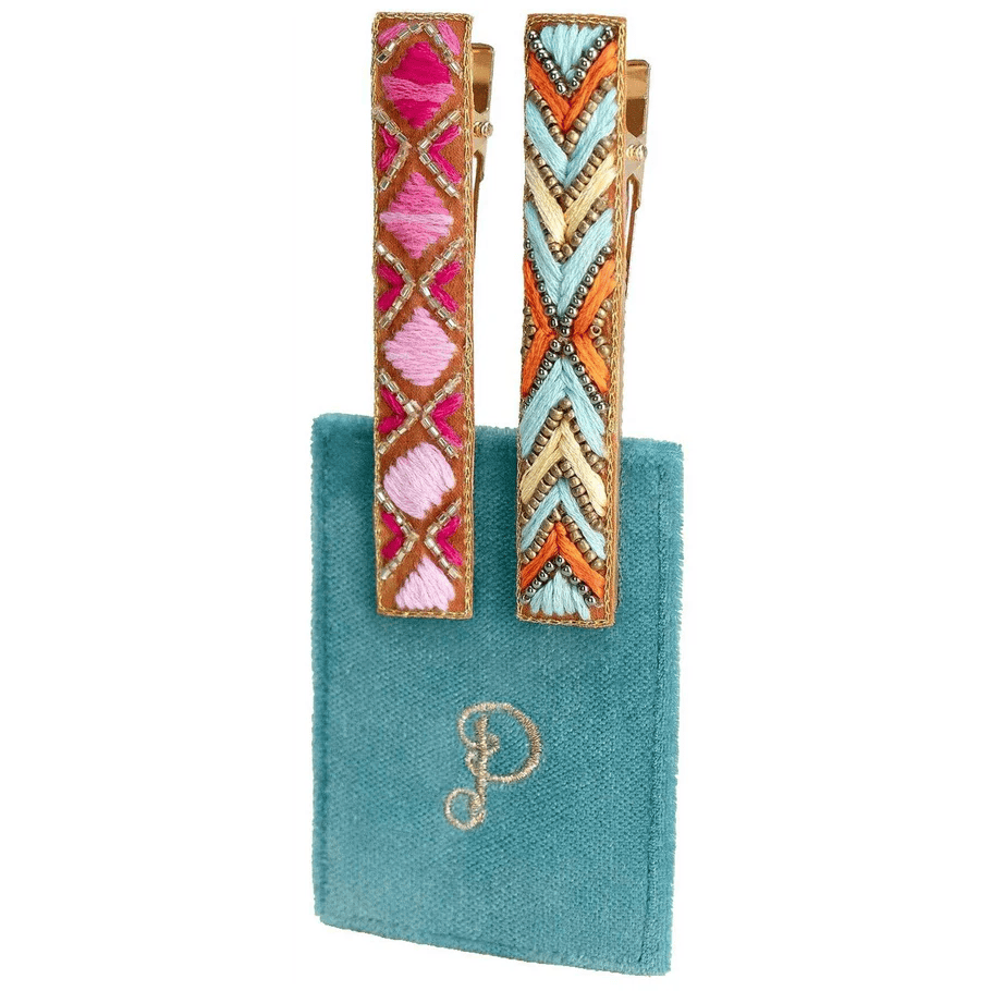 Hair Clips - Fuchsia/Summer Deco