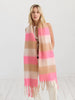 Neon Pink Checkered Fluffy Scarf