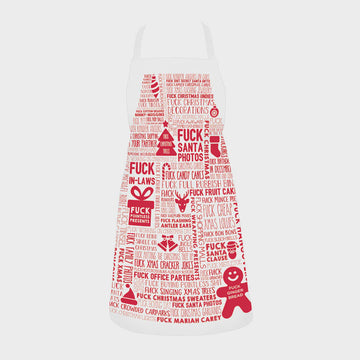 Screen Print Apron - F Word - Xmas Red