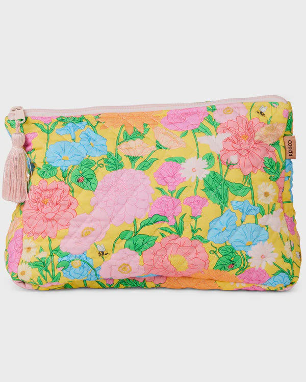 Follow The Sun Yellow Quilted Cotton Toiletry Purse