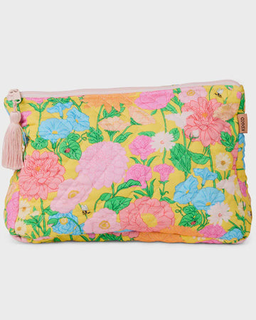 Follow The Sun Yellow Quilted Cotton Toiletry Purse