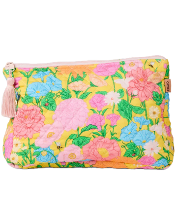 Follow The Sun Yellow Quilted Cotton Toiletry Purse