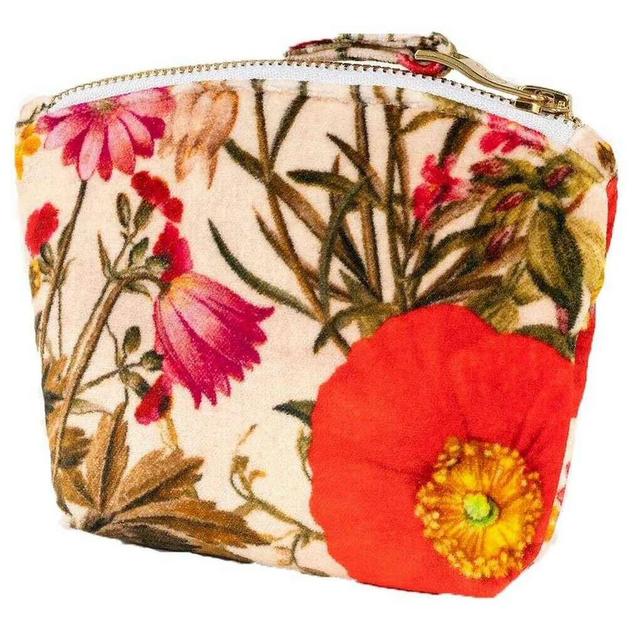 Printed Velvet Mini Pouch - Fine Flowers