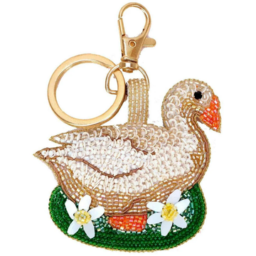 Garden Goose Beaded Keychain