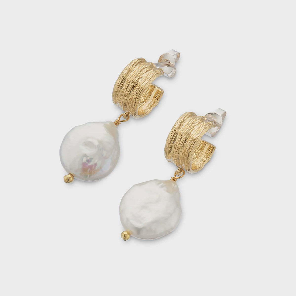 Wide hoop and baroque pearl earrings