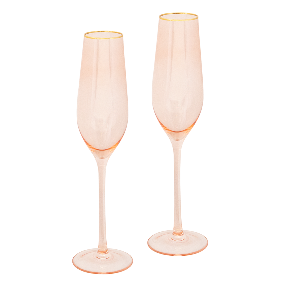 Cristina Re - Crystal Champagne Flute Rose Set Of 2