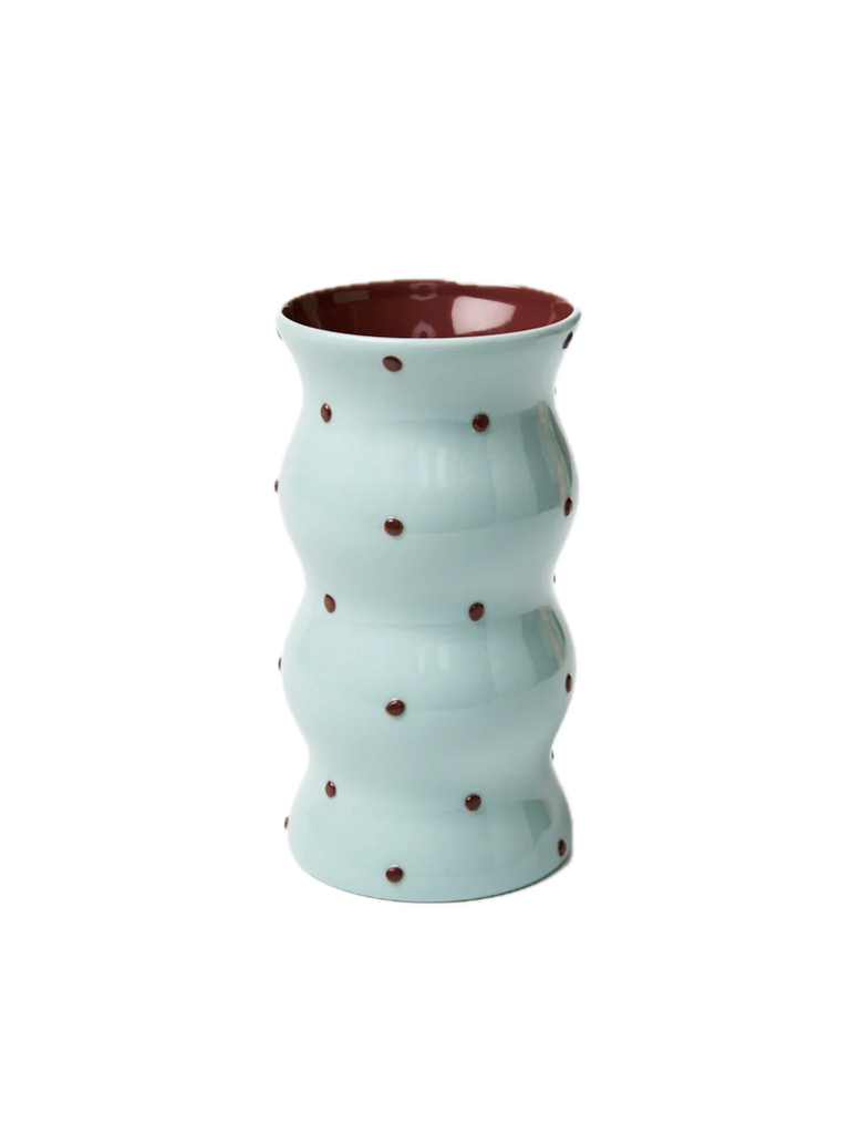 Palma Vase Blue Brown Dotty