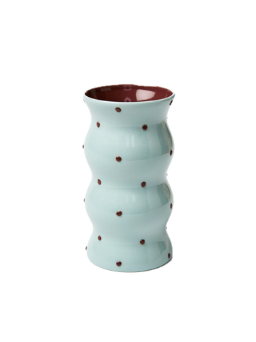 Palma Vase Blue Brown Dotty