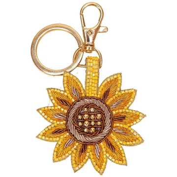 Summer Sunflower Beaded Keychain