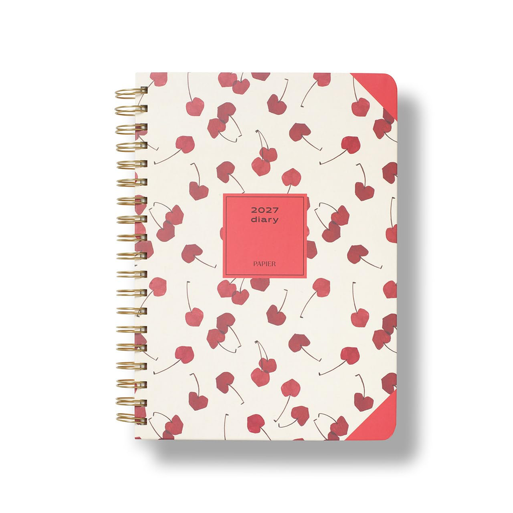 Papier - 2027 Weekly Diary - Hardcover Spiral - B5 - Cherry Hearts