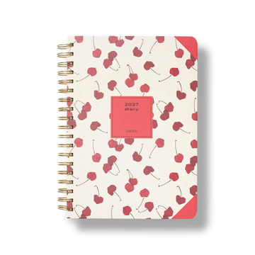 Papier - 2027 Weekly Diary - Hardcover Spiral - B5 - Cherry Hearts