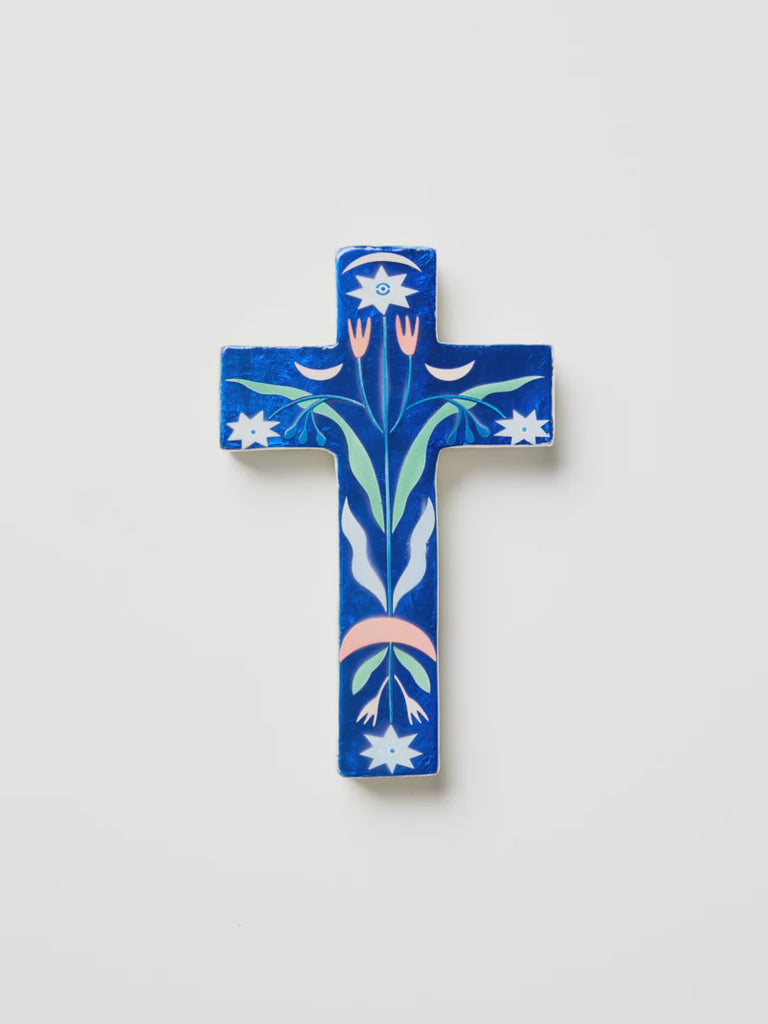 Fable Blue Floral Small Cross