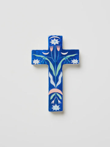 Fable Blue Floral Small Cross