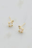 White Opal & Crystal Stud - 925 Sterling Silver - Gold (7179)