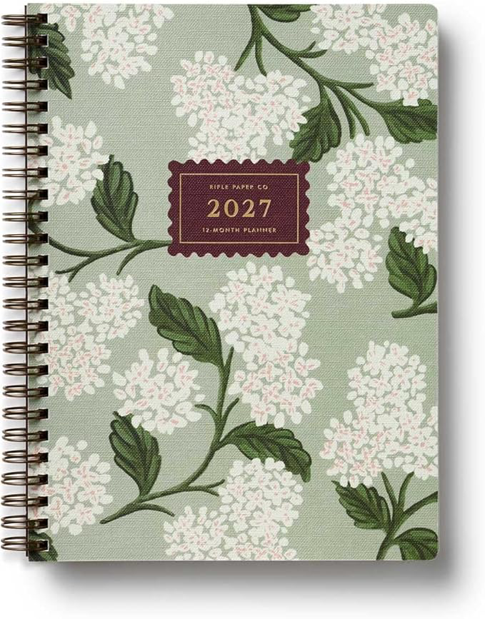 Rifle Paper Co - 2027 Weekly 12-Month Softcover Spiral Planner - Sage Hydrangea