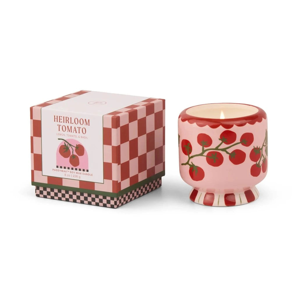 Adopo 8 oz Tomato Vine Ceramic Candle - Heirloom Tomato