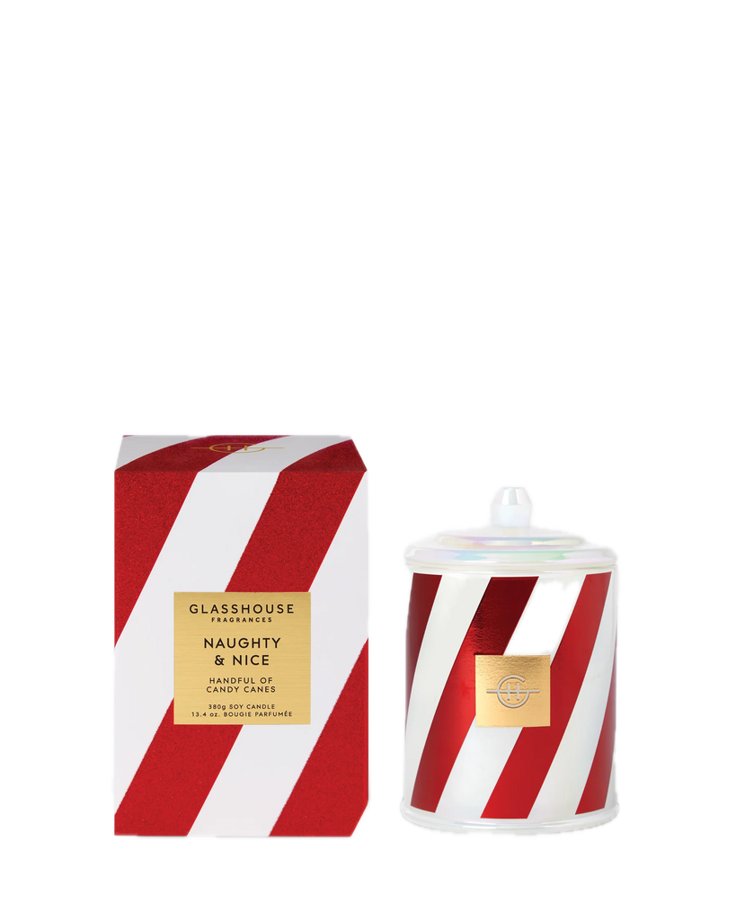 Glasshouse Fragrances Naughty & Nice – Handful of Candy Canes 380g Candle