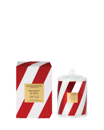 Glasshouse Fragrances Naughty & Nice – Handful of Candy Canes 380g Candle
