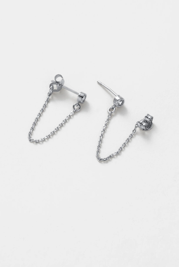 Crystal Chain Wrap Earring Silver (7646)