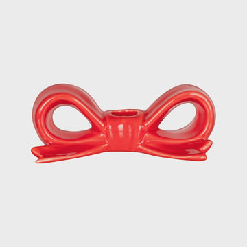 Saylor Bow Candle Holder Red
