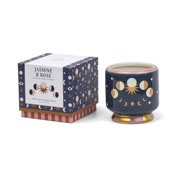 Adopo Moon Phases Ceramic Candle - Jasmine and Rose