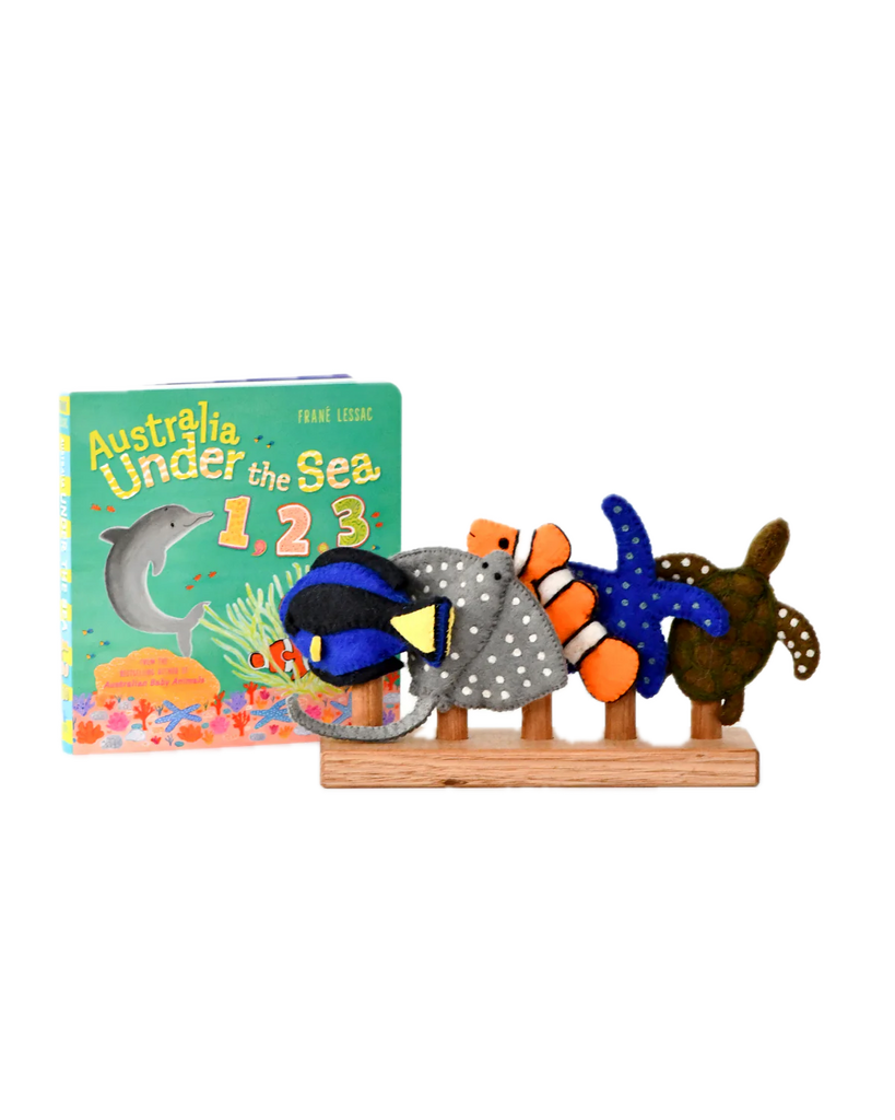 Australia Under the Sea 1, 2, 3 by Frané Lessac - Book and Finger Puppet Set