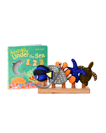 Australia Under the Sea 1, 2, 3 by Frané Lessac - Book and Finger Puppet Set