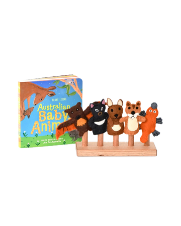 Australian Finger Puppets and Book Set by Frané Lessac