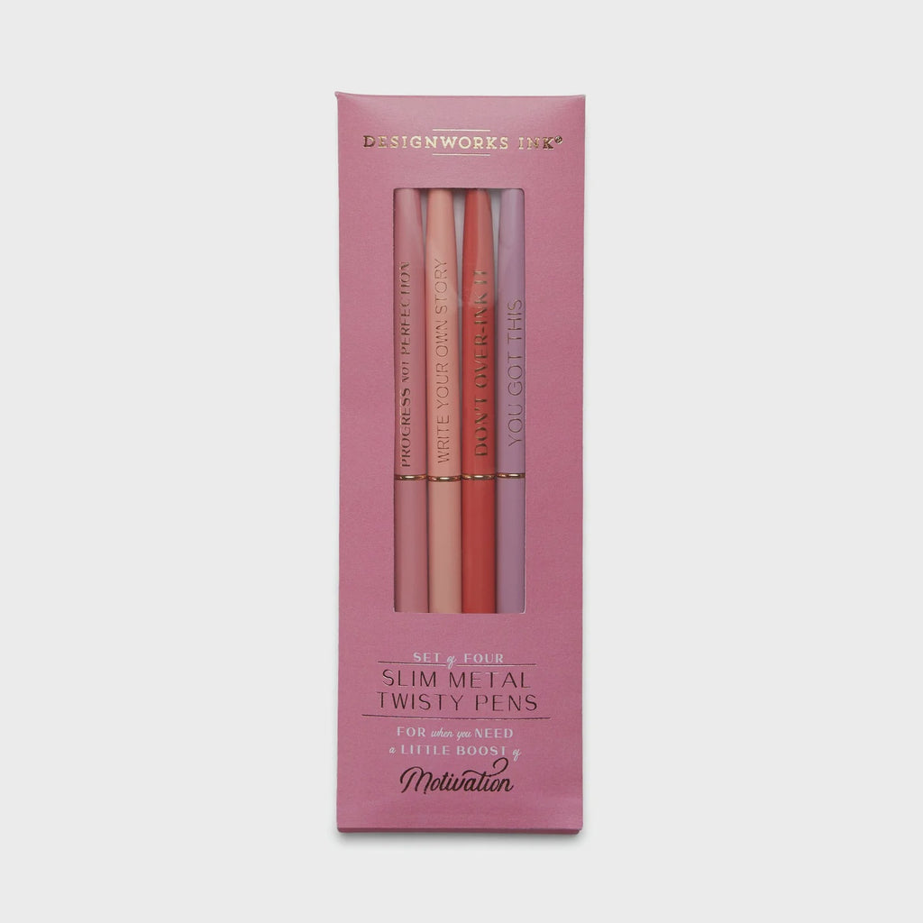 Twisty Slim Metal Pen Set - Motivation (Set of 4)