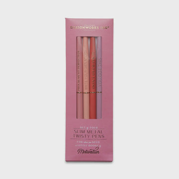 Twisty Slim Metal Pen Set - Motivation (Set of 4)