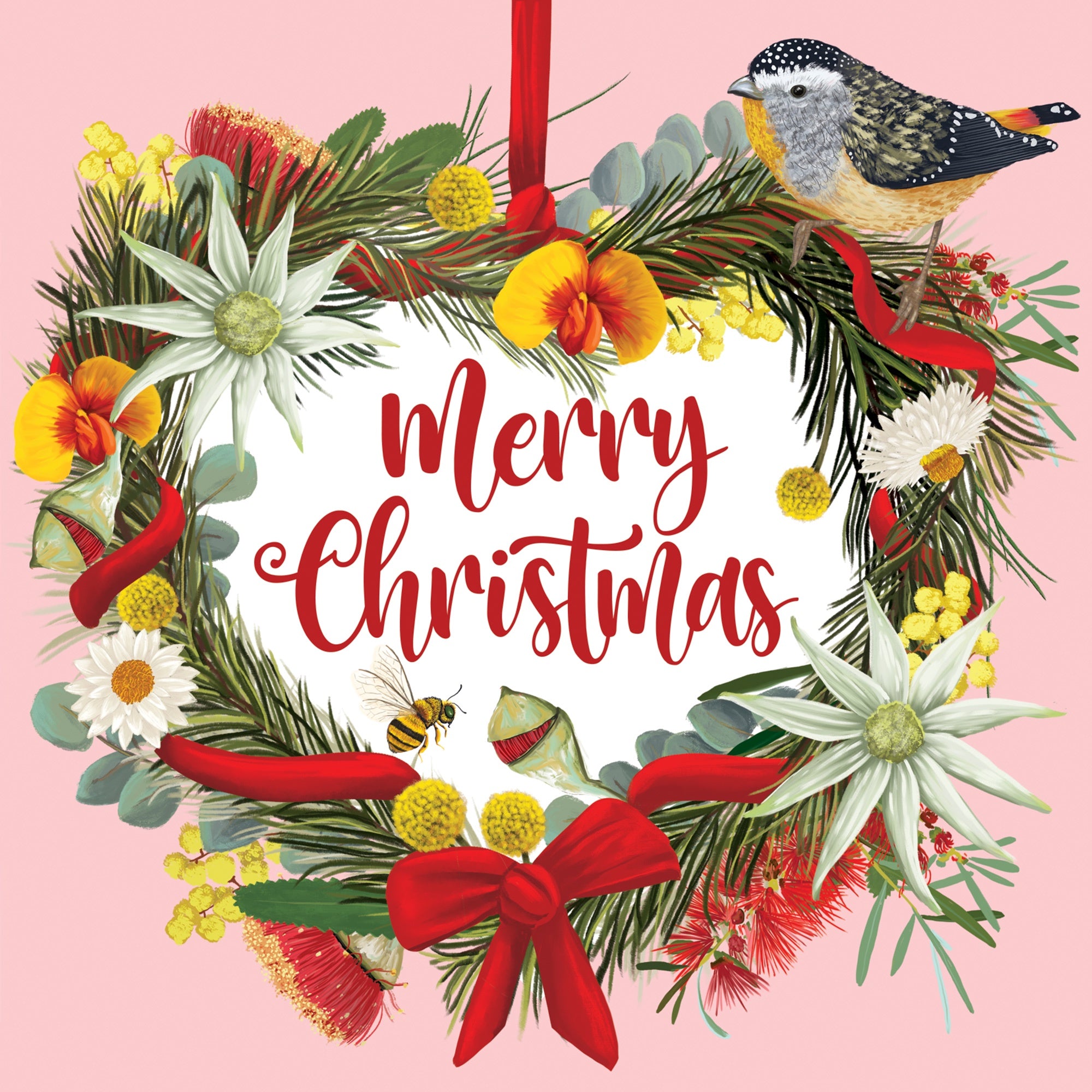 Christmas Greeting Card Heart Wreath