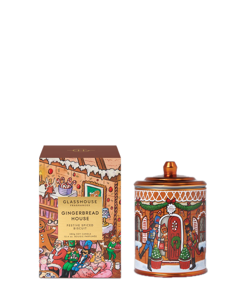 Glasshouse Fragrances Gingerbread House – Festive Spiced Biscuit 380g Candle