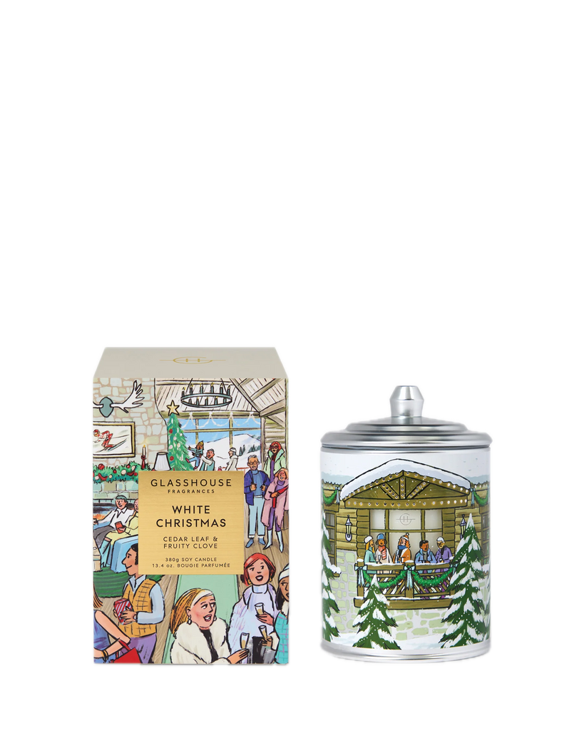 Glasshouse Fragrances White Christmas – Cedar Leaf & Fruity Clove 380g Candle