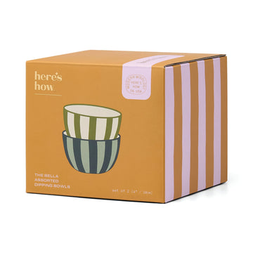 The Bella Set of 2 Dipping Bowls - Green + Blue Stripe