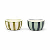 The Bella Set of 2 Dipping Bowls - Green + Blue Stripe