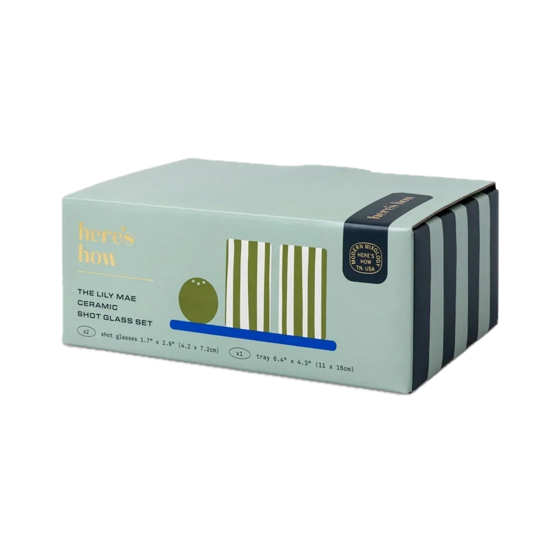 The Lily Mae Ceramic Tequila Shot Glass Set - Cobalt + Olive