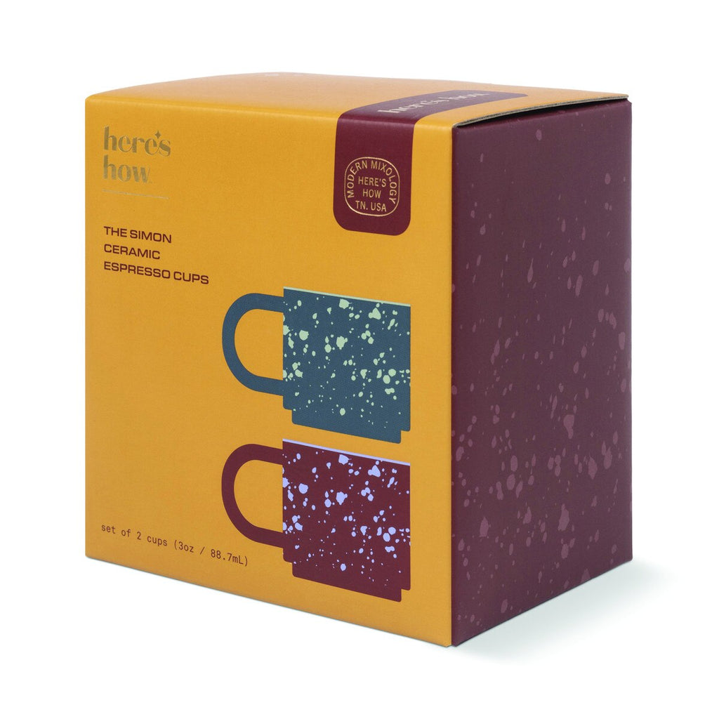 The Simon Set of 2 Espresso Cups - Burgundy + Navy