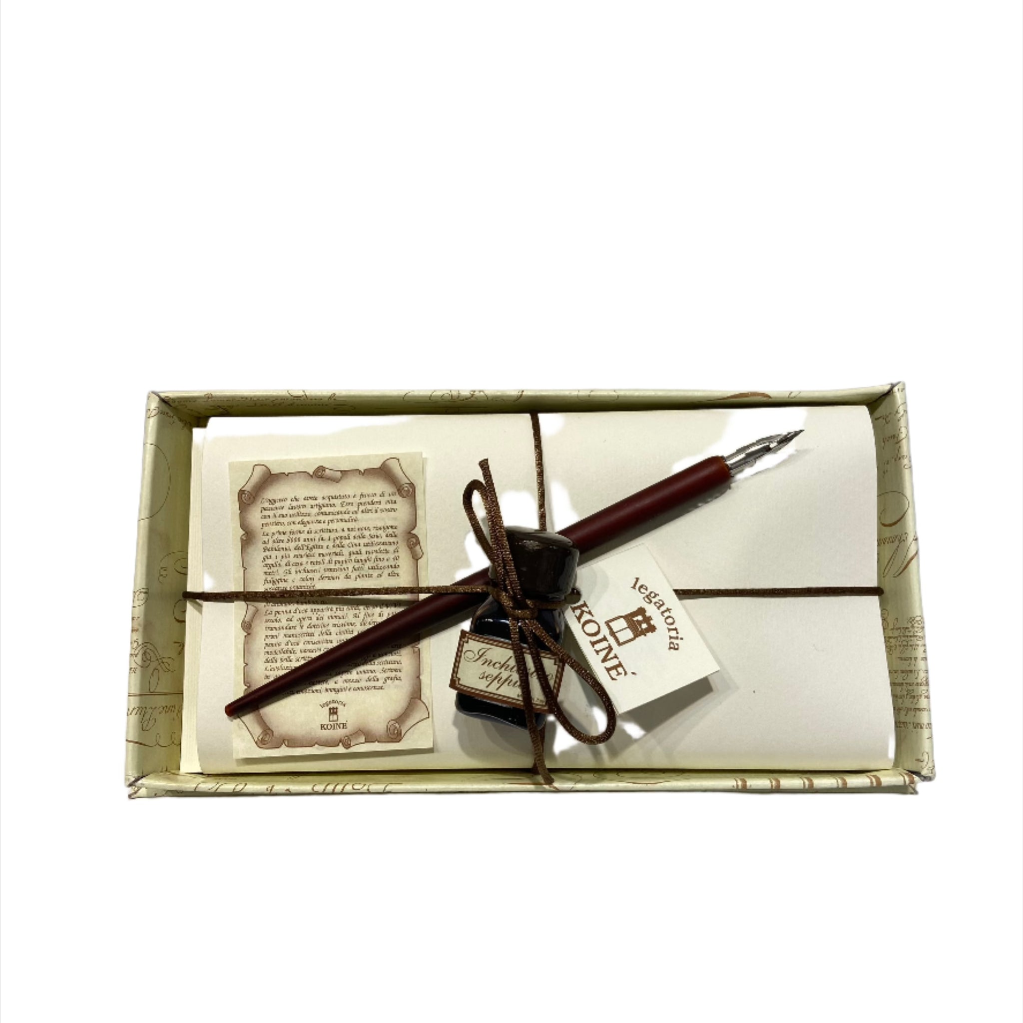 Letter Set - 10 Sheets Laid Paper ,10 Envelopes , Wooden Dip Pen with 20cc Ink