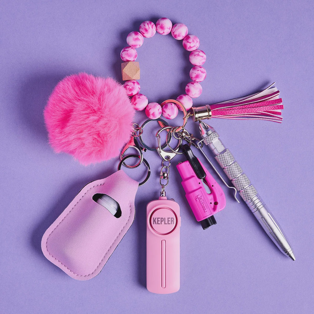 Safety Keychain I Pink Sassy B!tch Beaded