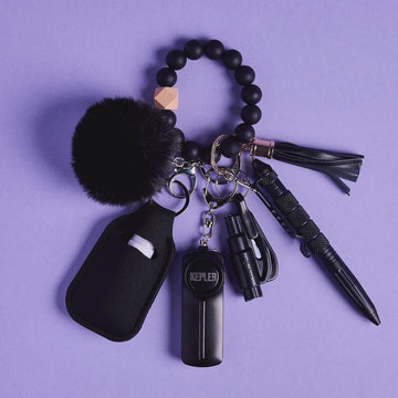 Safety Keychain I Midnight Black Beaded