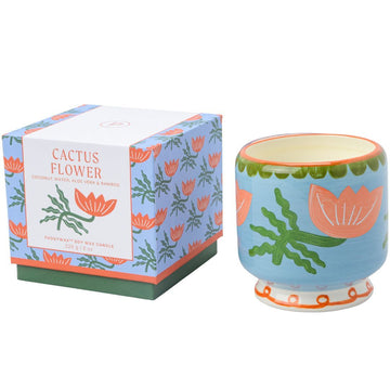A Dopo 8 oz Handpainted "Flower" Ceramic Candle - Cactus Flower