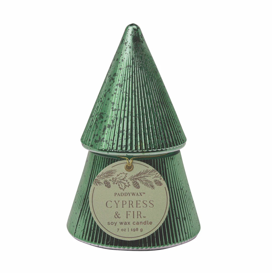 Green Stacked Tree Candle - Cypress & Fir
