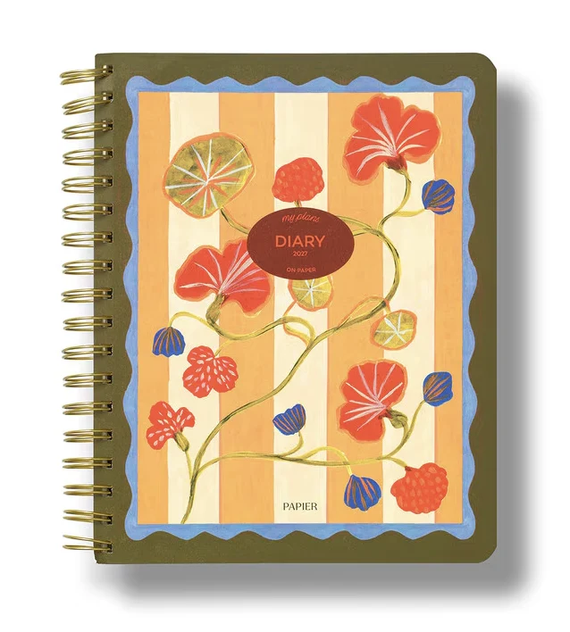 Papier - 2027 Weekly Diary - Softcover Spiral - Trellis - 7x9