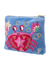Velvet Embroidered Mini Pouch - Seafaring Crab Cornflower