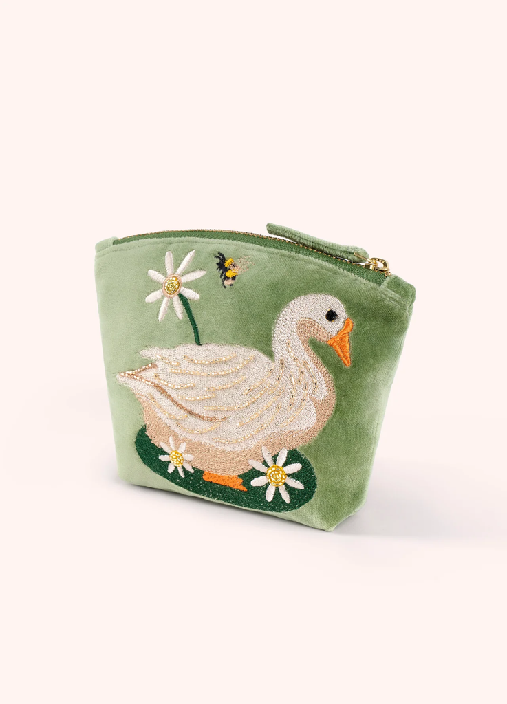 Velvet Mini Pouch - Garden Goose