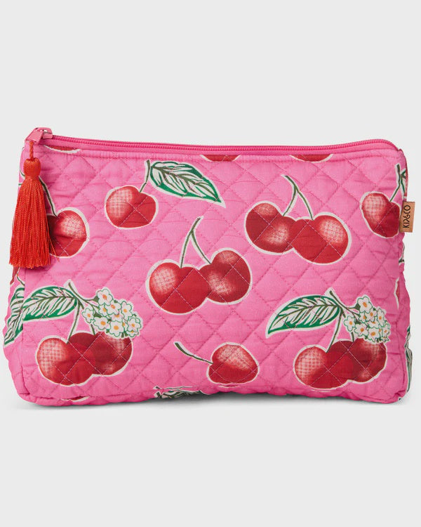 Cherry Blossom Quilted Cotton Toiletry Purse