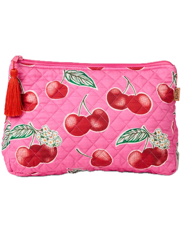 Cherry Blossom Quilted Cotton Toiletry Purse